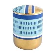 China lusury round bottom ceramic candle jar with lid manufacturer