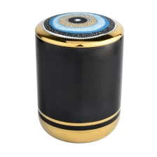 China home decor black and gold color ceramic candle jar manufacturer