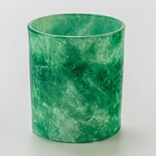 China Vintage Green Marble Decorative 8oz Glass Wax Candle Jar for Scented Candle manufacturer
