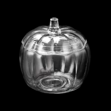 China Large Capacity Pumpkin Shape Glass 2400ml Empty Candle Vessel with Lid manufacturer
