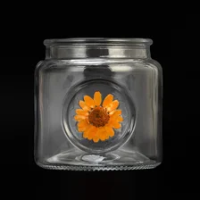 China Creative Flower Finish Glass Container Empty Glass Candle Jar Manufacturing manufacturer