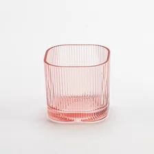 China hot sales 5oz pink color square glass candle jar manufacturer