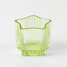 China Modern Stripe Design Light Green Empty Glass Scented Candle Jar manufacturer