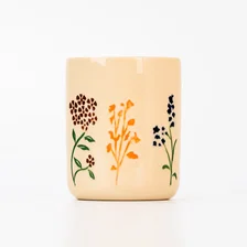 China New Design Flower Pattern 480ml Ceramic Empty Candle Jar for Home Decor manufacturer