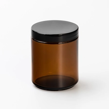 China Modern Customized Color Amber 270ml Glass Candle Jar with Black Lid Custom Logo Recyclable for Home Decoration manufacturer