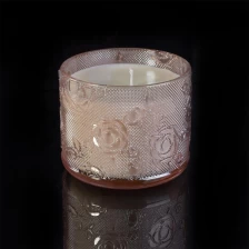 China 10oz 12oz Wholesales Christmas crystal pink tealight glass candle jar manufacturer