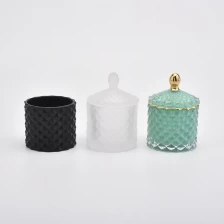 China Matte black luxury glass candle holders with lids manufacturer