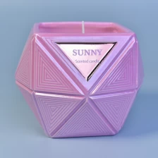 China Wholesales decorative Hexagon tea light pink candle glass container manufacturer