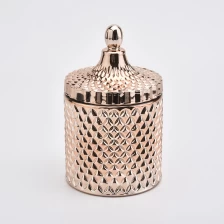 China home decor gold electroplated glass candle jar manufacturer
