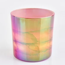 China 11oz iridescent colorful glass candle containers for home decor manufacturer