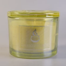China 10oz Wholesales Custom gold glass bulk candle container with lid manufacturer