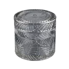 China geo cut candle jar glass black with glass lid for wholesale manufacturer