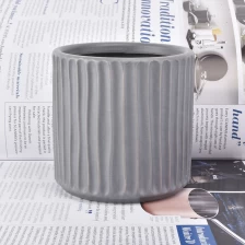 China 20oz grey frosted tall ceramic candle jars manufacturer