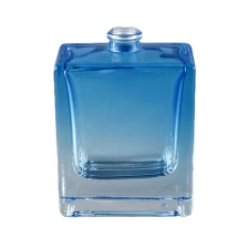 China Blue color  55Ml Perfume Bottle Glass With Screw Version Spray Pump manufacturer