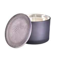 China Wholesales Custom grey frosted votive luxury glass candle jar with lid manufacturer