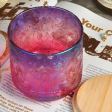 China 8oz 10oz 12oz Wholesales luxury pink glass candle vessel with wood lids manufacturer