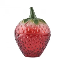 China kawaii cute strawberry red glass candle holders home decorations candle jar manufacturer