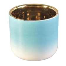 China Wholesales empty blue electroplated porcelain candle ceramic jars manufacturer