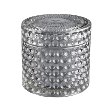 China luxury geo cut candle jar glass with glass lids manufacturer