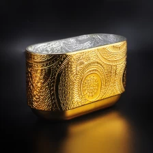 China New design luxury Antique gold glass candle holder with wood lid manufacturer