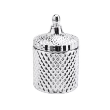China home decor silver glass candle jar with lid manufacturer
