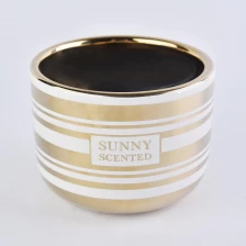 China Sunny Luxury gold Ceramic Candle jars in bulk manufacturer