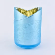 China Wholesales Unique blue electroplated glass candle jars in bulk manufacturer