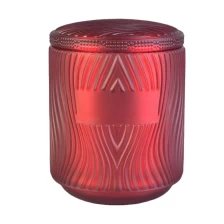 China 8 oz 10oz 20oz Luxury cylinder river design votive candle glass jar with lid manufacturer