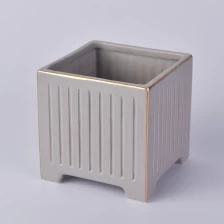 China Luxury square grey candle ceramic vessel wholesales manufacturer