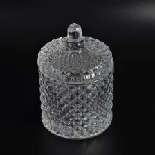 China Luxury geo glass candle holder with crystal lid manufacturer