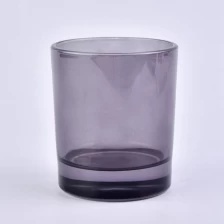 China home decor smoky grey glass candle jars manufacturer