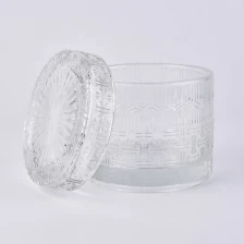 China Clear glass candle jars with lid for home decor manufacturer