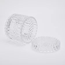China Diamond-cut glass candle holders with glass lids manufacturer