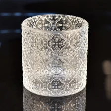 China 8oz embossed hot selling glass candle jar candle containers for home decor manufacturer
