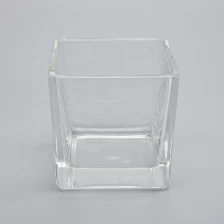 China 7oz square  high-white transparent glass candle jar soy wax candle holder manufacturer
