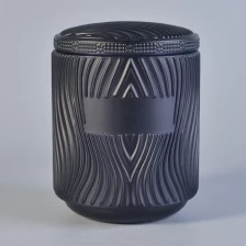 China Wholesales logo printing black matte glass candle jar with lid manufacturer