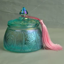 China 10oz Home decoration luxury customized candle glass container with lid manufacturer