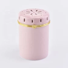 China Pink ceramic candle holders for home decor with lid in bulk manufacturer