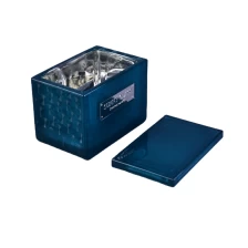 China Wholesales luxury blue square glass candle holders with lid manufacturer