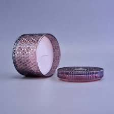 China Wholesales geo cut custom tealight glass candle jar with lid manufacturer