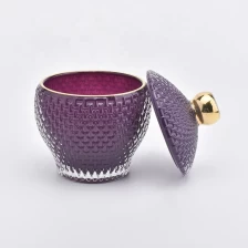 China Custom embossed glass candle vessel with lid manufacturer