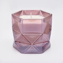 China Sunny Luxury iridescent crystal Hexagon candle glass jars 10oz manufacturer