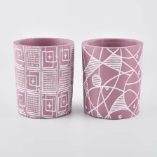 China Wholesales cylinder pink Ceramic Candle jars 10oz manufacturer
