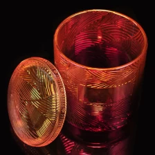 China 10oz 12oz Christmas lotus glass candle container holder with glass lid manufacturer