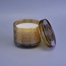 China 10oz 12oz Christmas luxury amber snow design glass candle jar with lid manufacturer