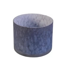 China Dark blue frosted round glass candle holder manufacturer
