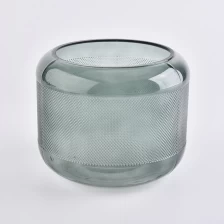 China round shape big capacity sprayed color glass candle containers for home decor manufacturer