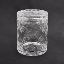 China luxury pine needle glass candle jar with lid manufacturer