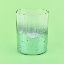 China straight colored glass candle vessels with mercury decorations manufacturer