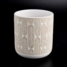 China Ceramic candle jar with sand surface pattern manufacturer